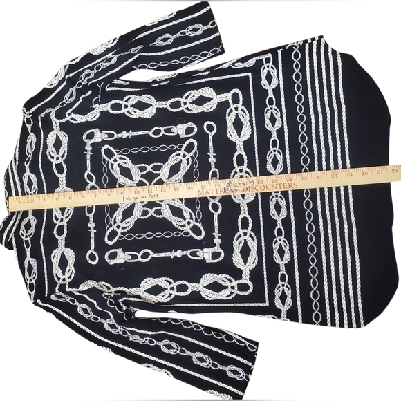 Joseph Ribkoff Black/Navy? and White Rope Pattern Blouse. 8 - Picture 8 of 8